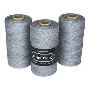 NEW (3) Divine Bakers Twine 100% Cotton 240 Yards, 4 PLY Gray Silver String NWT